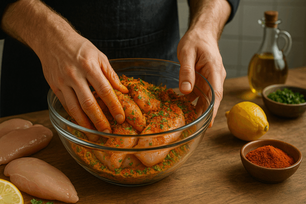 poulet mariné pour kebab