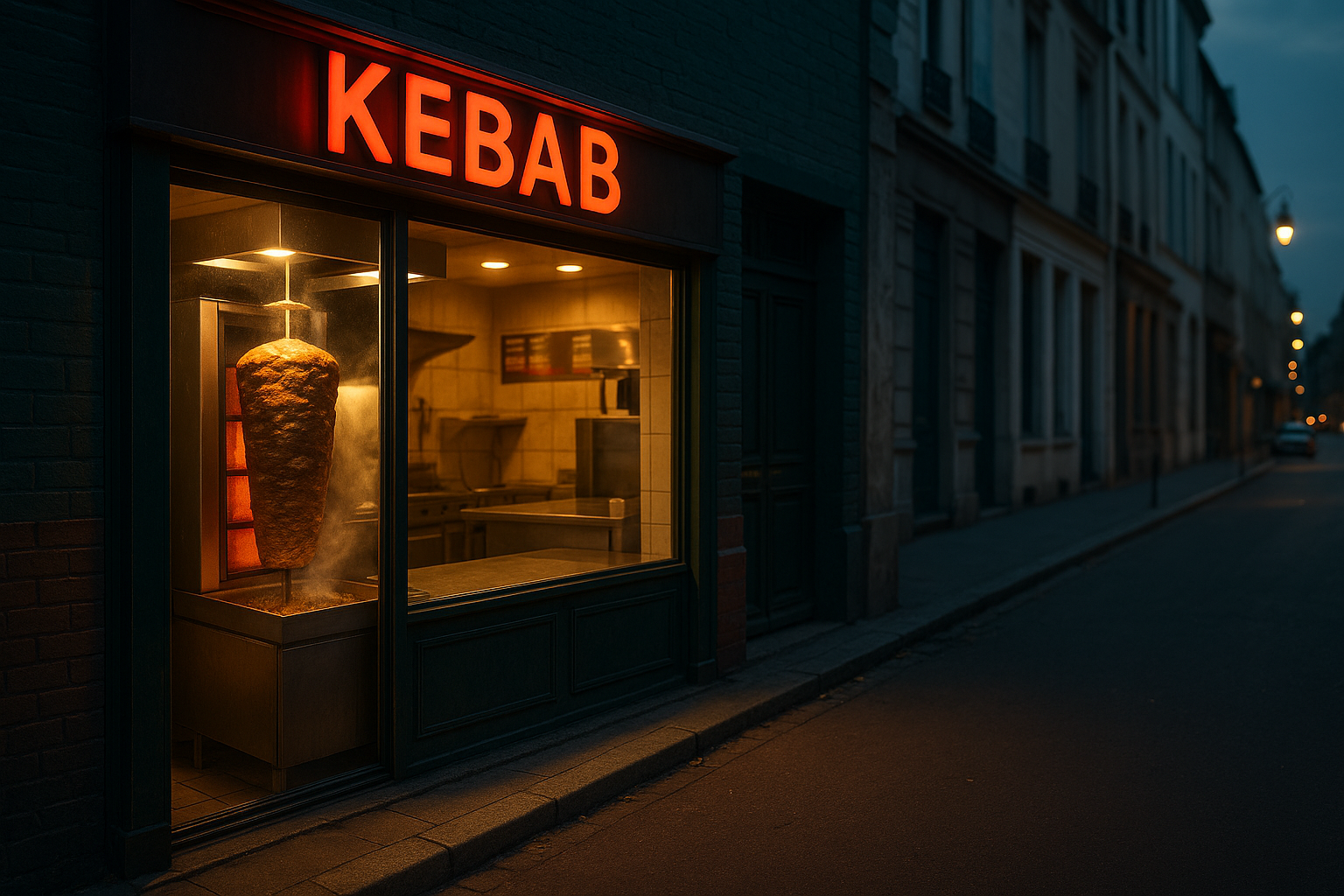 photo d'un kebab de nuit