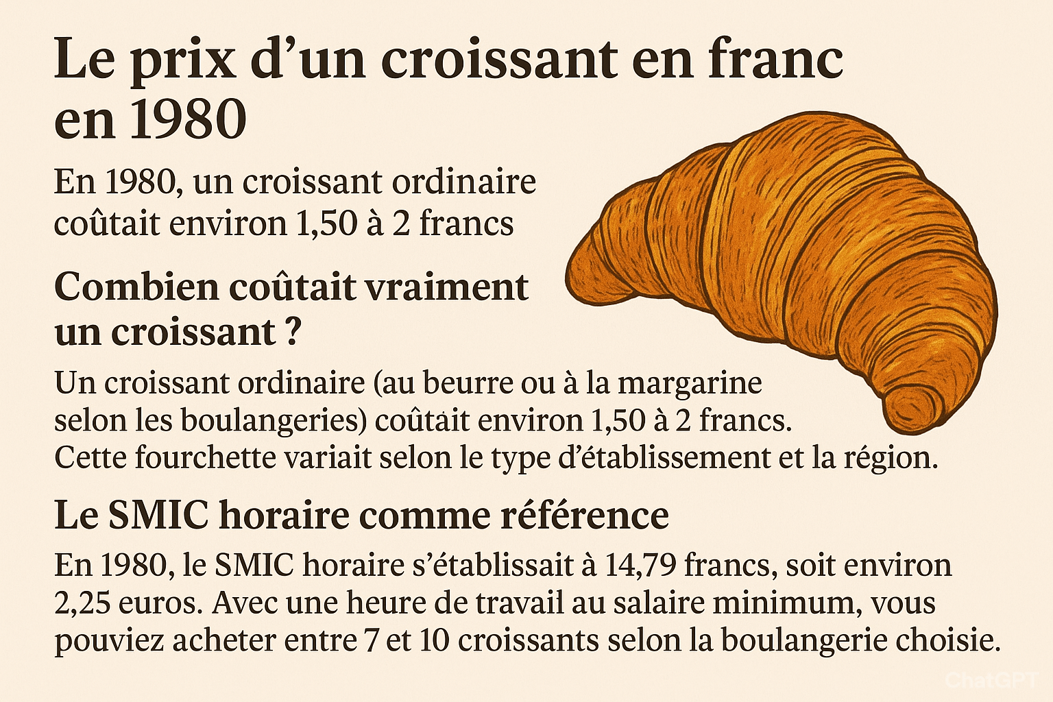 prix d'un croissant en franc en 1980