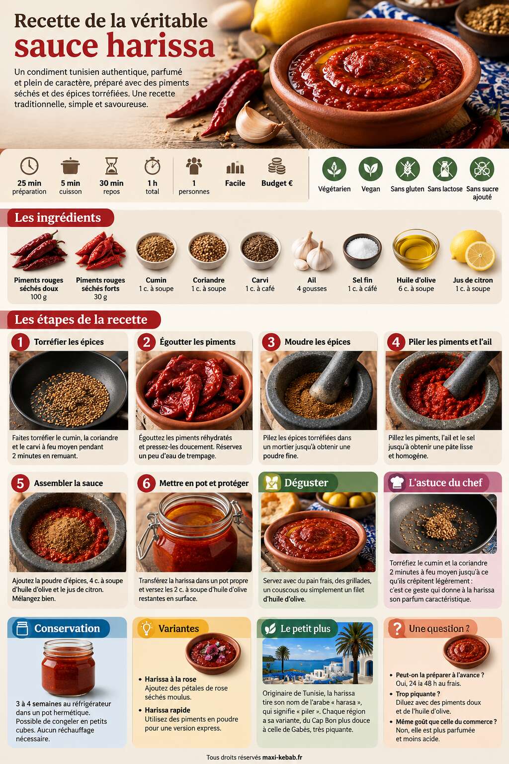 Fiche recette Recette de la véritable sauce harissa Fiche recette Recette de la véritable sauce harissa