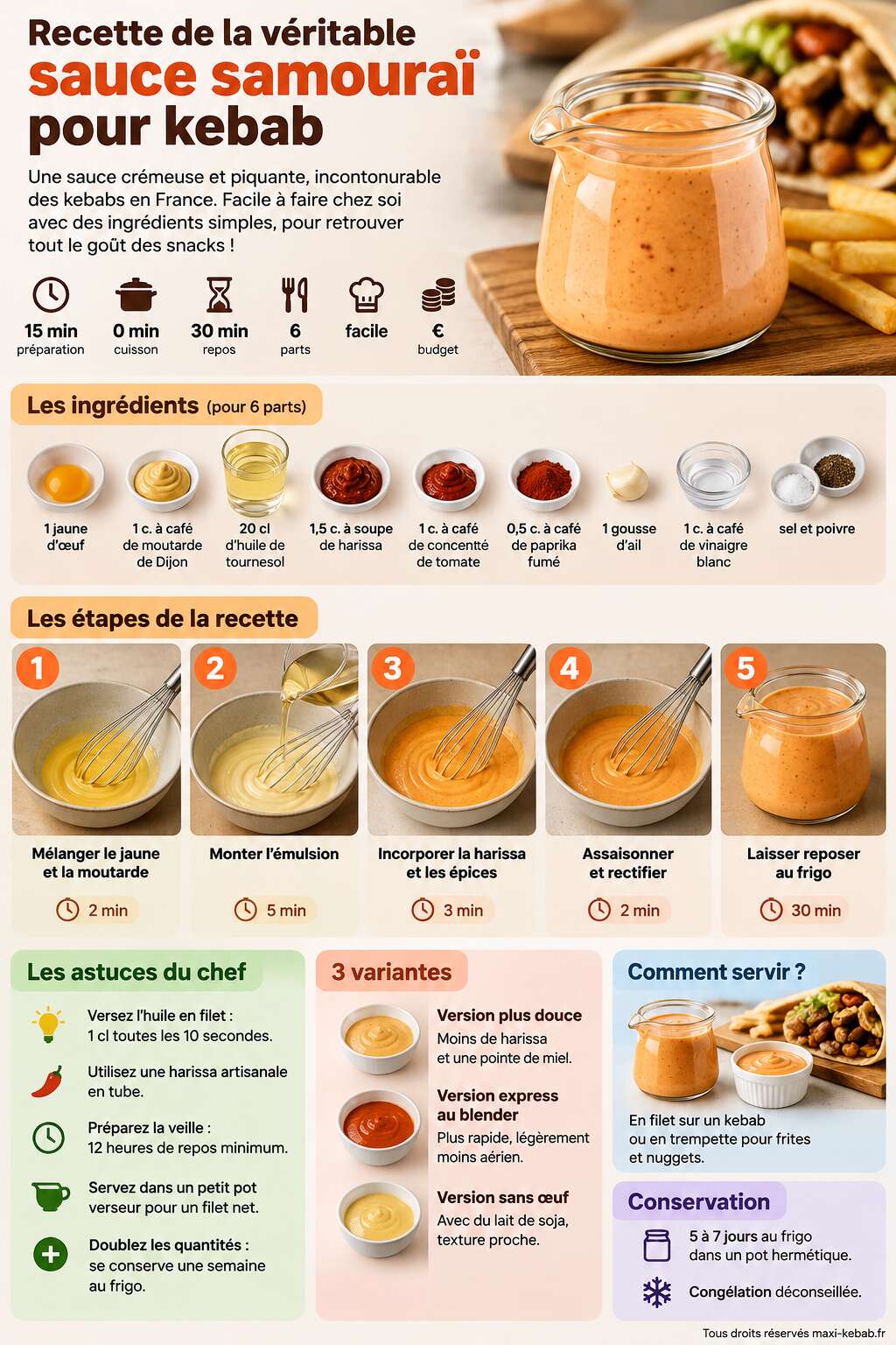 Fiche recette Recette de la véritable sauce samouraï pour kebab Fiche recette Recette de la véritable sauce samouraï pour kebab