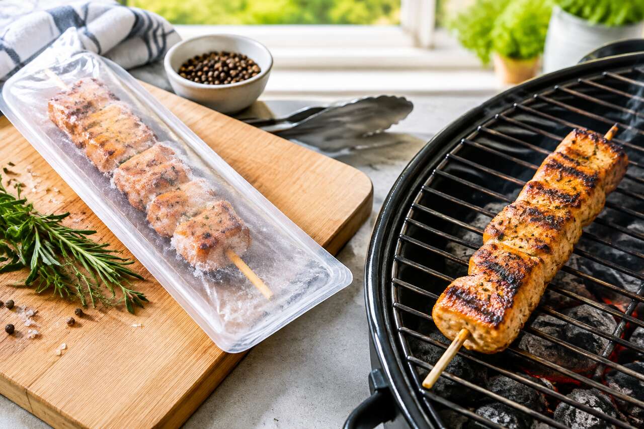 Cas pratique : broche surgel&eacute;e du commerce et cuisson &agrave; la maison