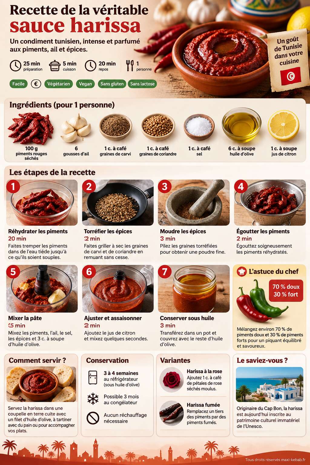 Fiche recette Recette de la véritable sauce harissa Fiche recette Recette de la véritable sauce harissa