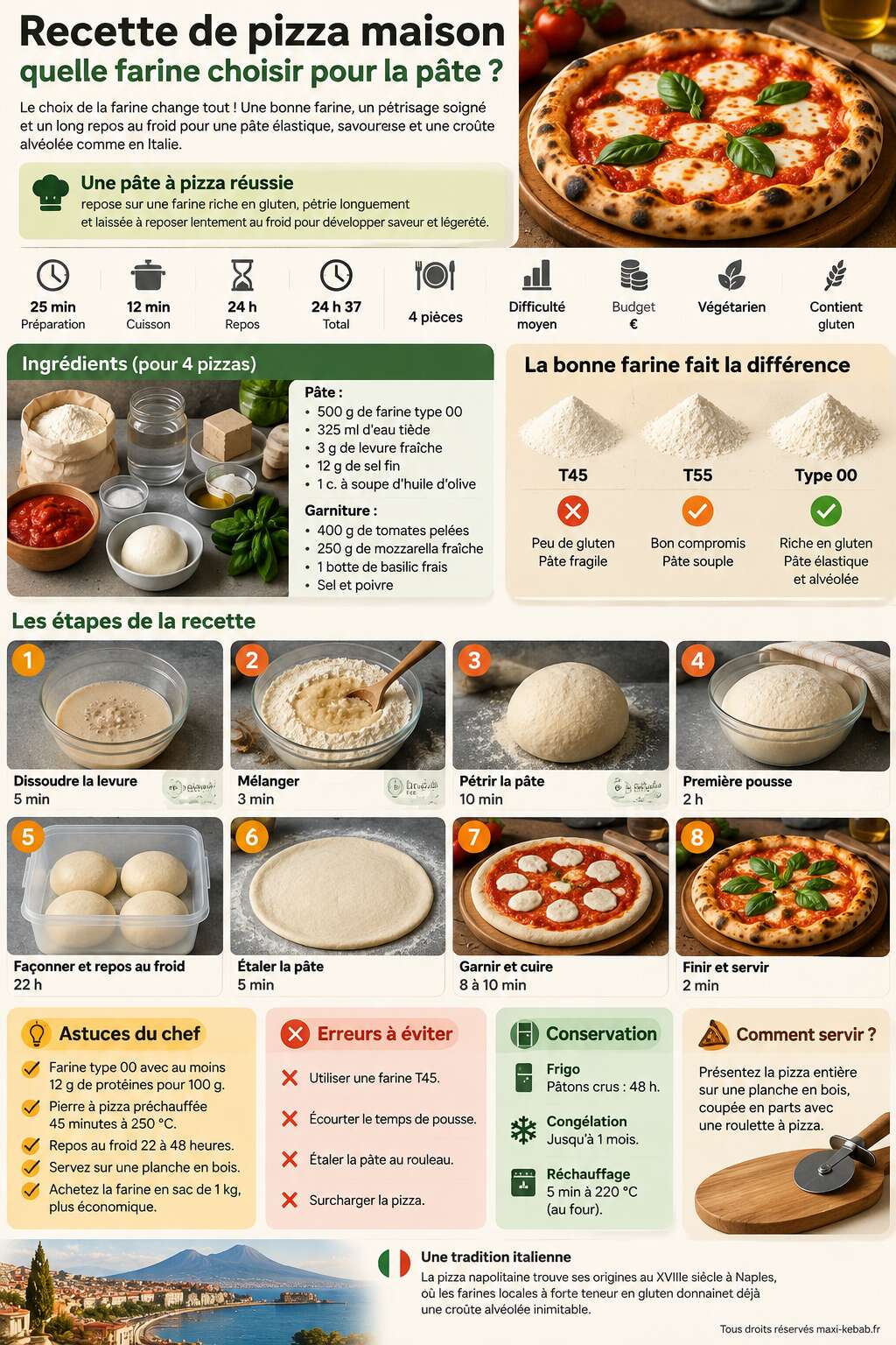 Fiche recette Recette de pizza maison : quelle farine choisir pour la p&acirc;te ?
