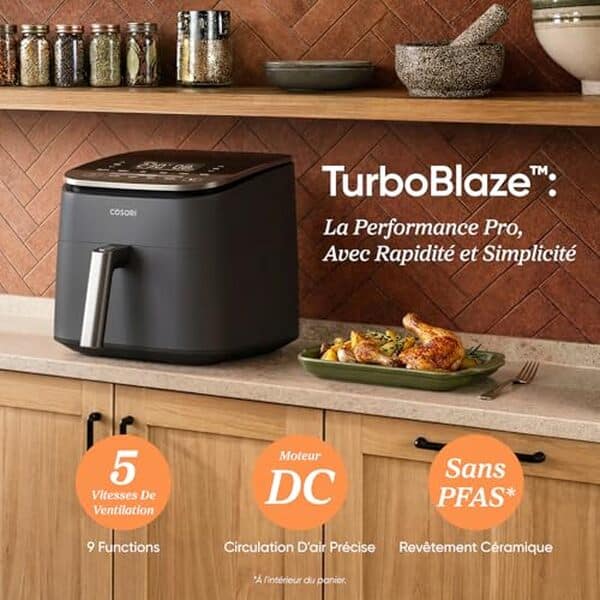 Découvrez notre test détaillé de la friteuse à air Cosori TurboBlaze 9-en-1 : performances, avantages et avis pour choisir votre friteuse sans huile. 
