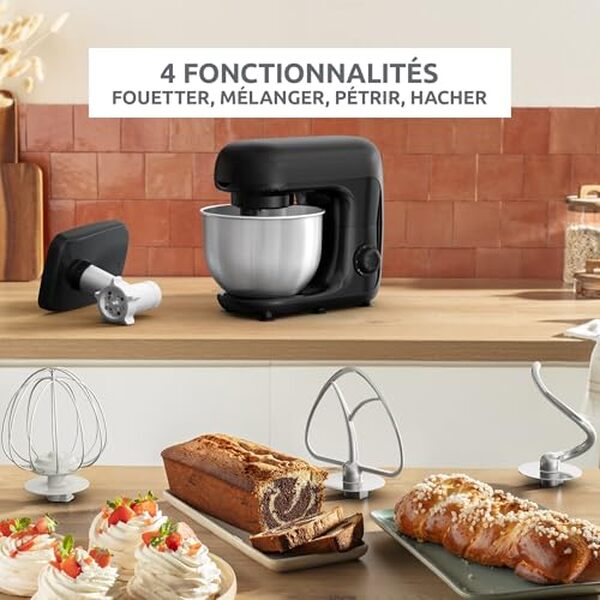 Découvrez notre test complet du robot pâtissier Moulinex Bake Essential 4.8 l. Performances, capacité, design inox noir et verdict d'utilisation pour vos pâtisseries.