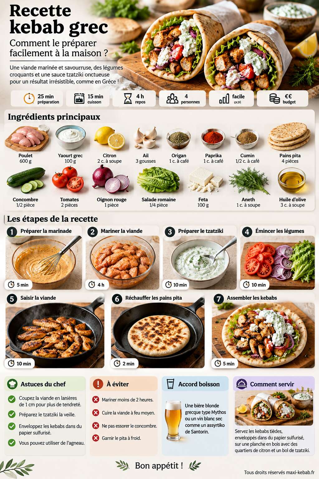 Fiche recette Recette kebab grec : comment le pr&eacute;parer facilement &agrave; la maison ?